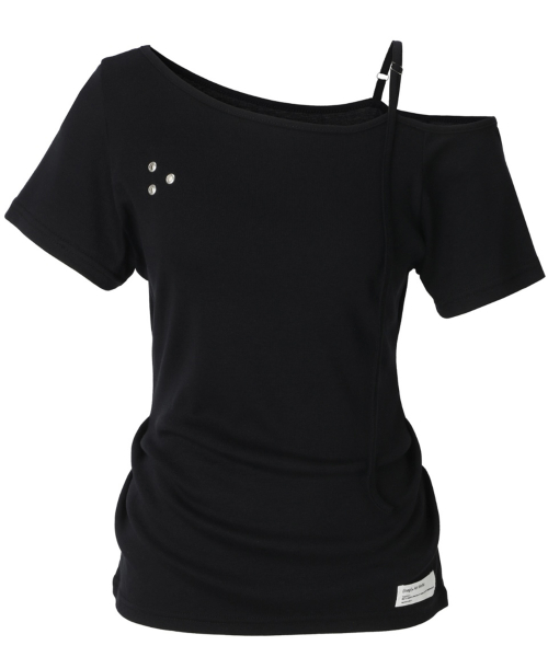 Buckle Strap One Shoulder Top (черная)