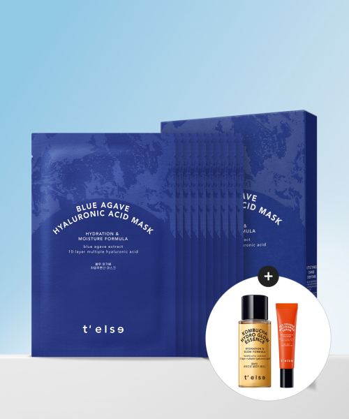 티엘스() 블루 아가베  히알루론산 마스크 25ML 10매 (증정 레드오렌지 세럼 5ML+콤부차 글로우 에센스 8ML) 상품 이미지