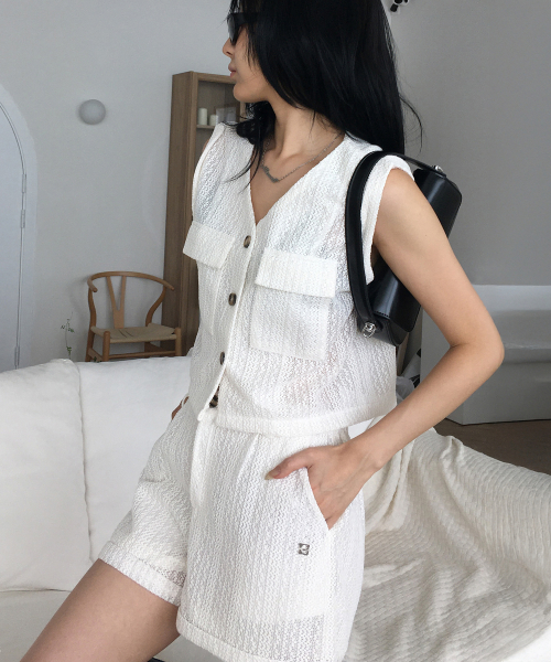 SLEEVELESS TWEED два-PIECE SET_T513ST905