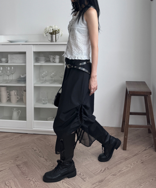 SHEER LAYERED LONG SKIRT_T513BT705
