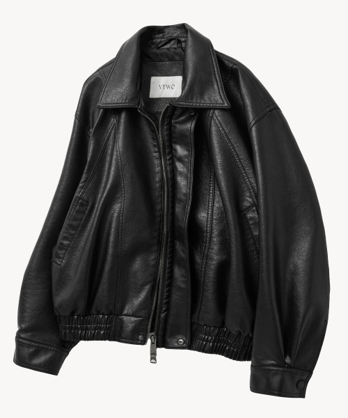 8268 Винтажная кожаная куртка вошед (BLACK)