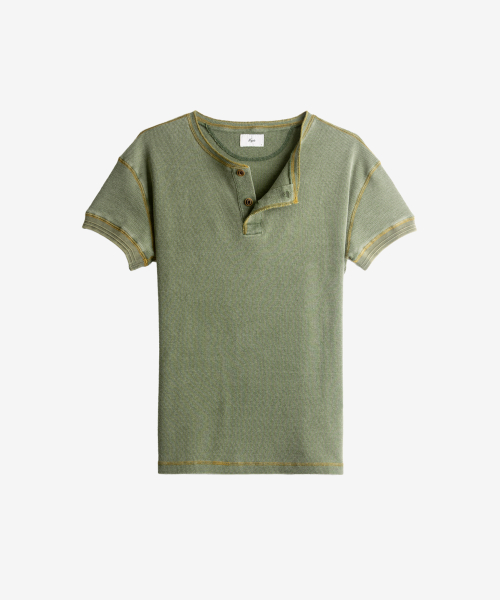 Вафельный лонгслив хенли с эффектом стирки Grey Green