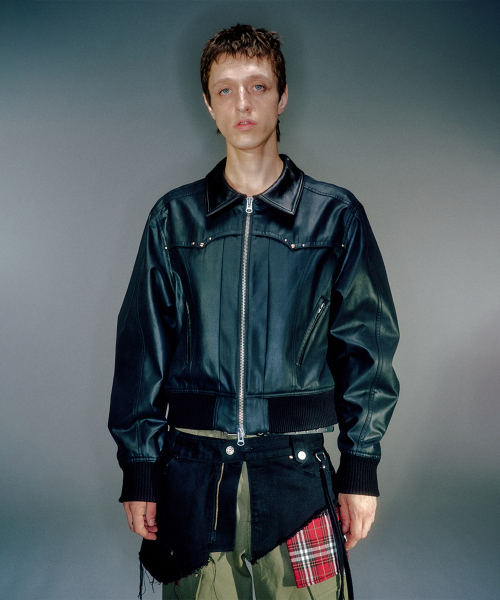 BELLAMY LEATHER COLLOAR JACKET BLACK