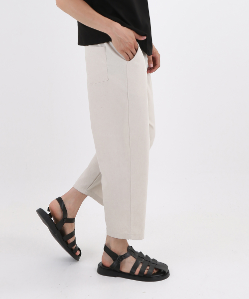 LINEN SEMI-WIDE CROP PANTS 3COL