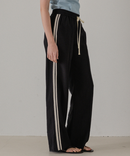 LEMEME ♥ Summer French Track Pants /追跡付 르메메(LEMEME) Summer French Track Pants Black - 사이즈