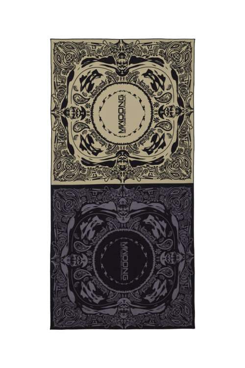 뭉 Double Bandana Silk Scarf(black beige)