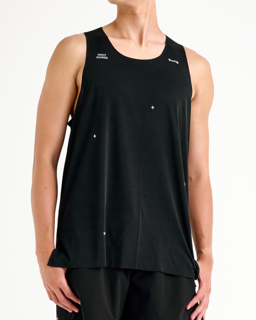 Mens Run The Night Singlet Black