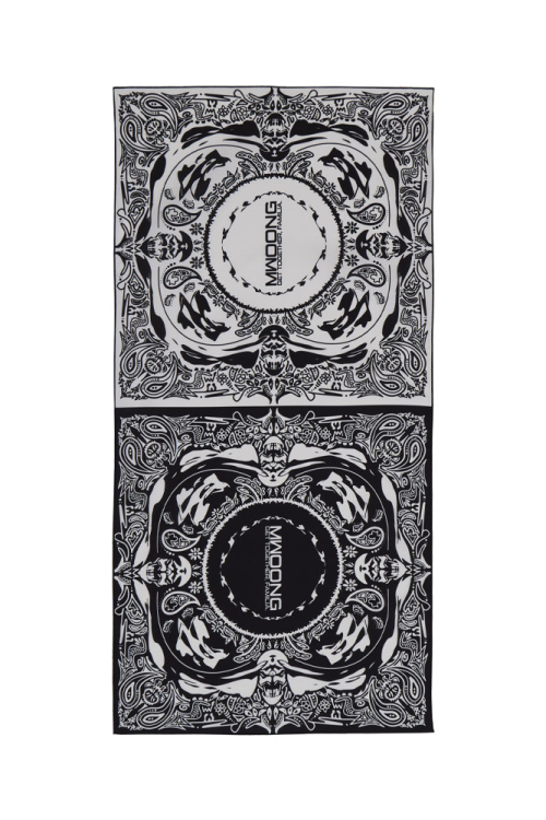 뭉 Double Bandana Silk Scarf(black white)
