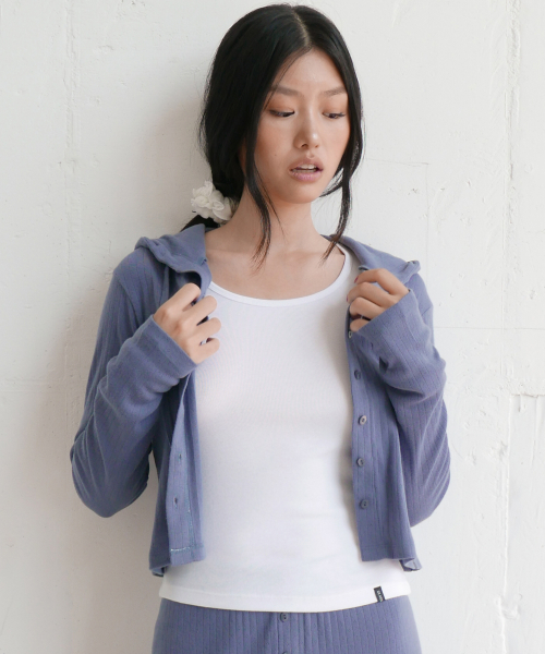 D. BASIC POINTELLE HOOD CARDIGAN - 3 COLOR