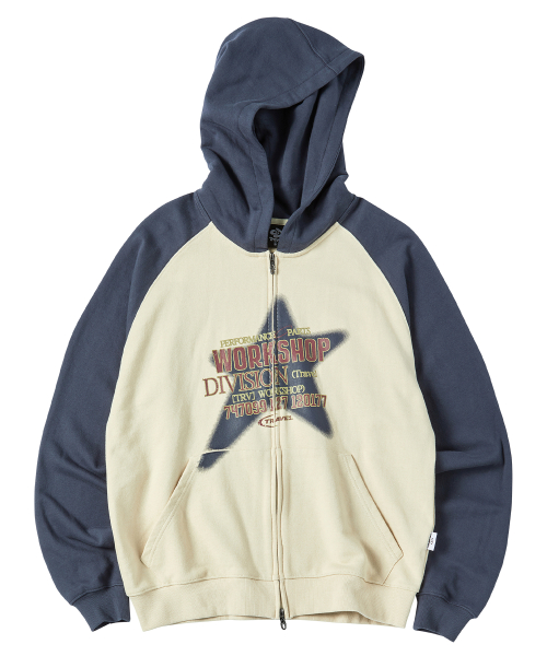 Зип-худи реглан Spray Star Beige