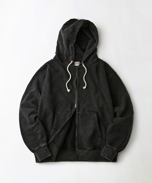 AUTHENTIC COMFORT HOOD ZIP SWEAT_VINTAGE CHARCOAL