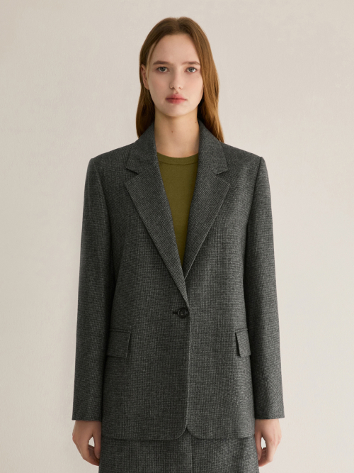 Шерстяной жакет на одной пуговице Houndstooth_AWWJKP31730