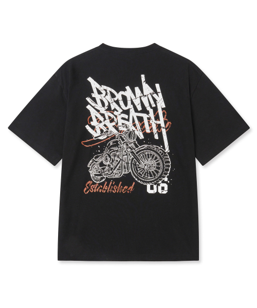 브라운브레스(BROWNBREATH) CRACKED TAG TEE - BLACK - 사이즈