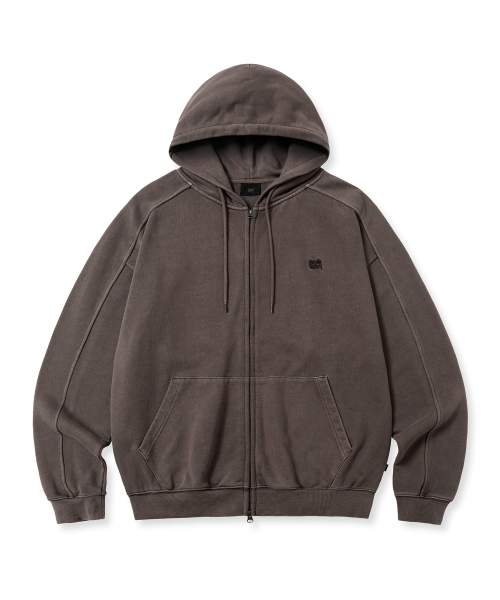 브라운브레스(BROWNBREATH) PIGMENT TAG HOOD ZIP UP - BROWN