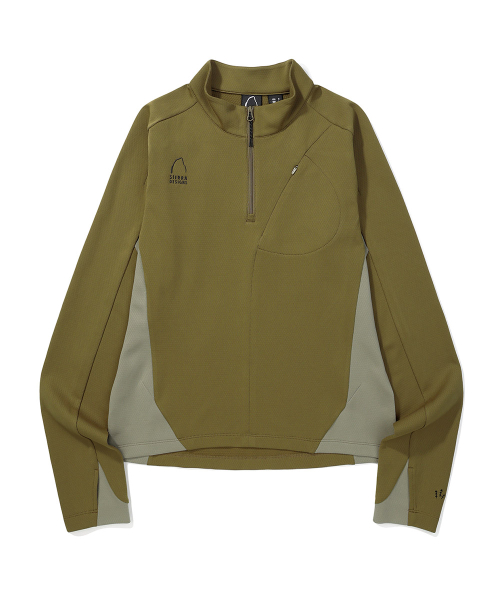 W) Лонгслив ROSA Deltapeak на молнии KHAKI