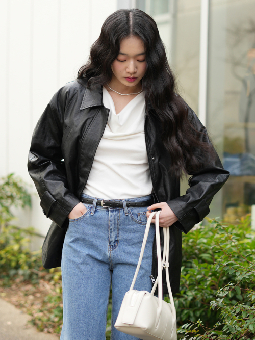 HAGEN Faux Leather Half Jacket_BLACK