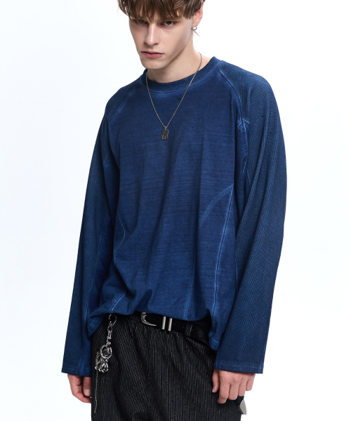LOGO PATCHED WASHING LONG SLEEVE - NAVY