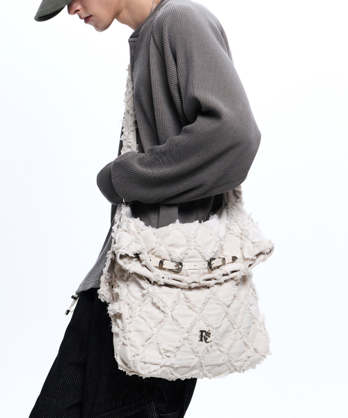RHOMBUS DENIM CROSS BAG - IVORY