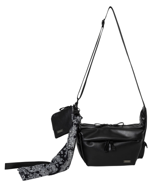 Paisley Scarf Cross Bag & Neck Wallet [BLACK]