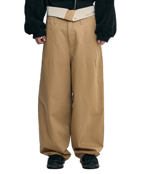 High Waist Oversized Pants [BEIGE]