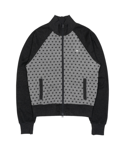 TCM dot raglan zip-up (charcoal/black)