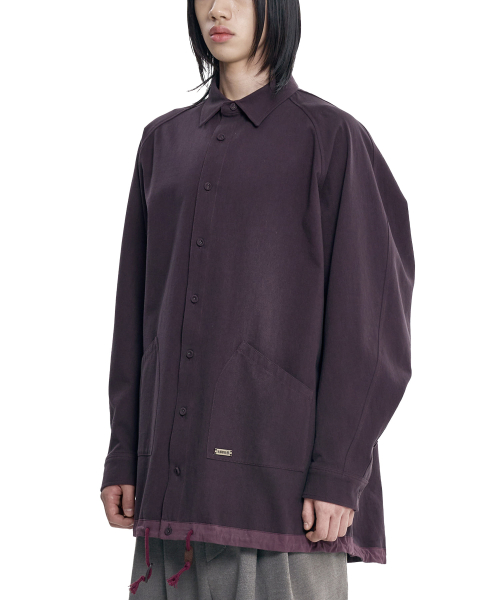 3D Raglan String Overshirt [WINE]