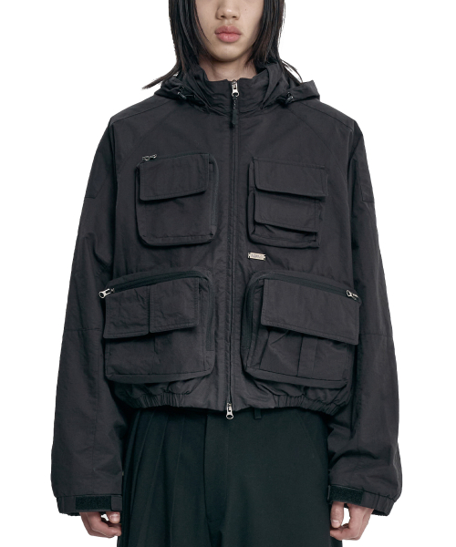 Cargo Nylon Short Jacket [BLACK]