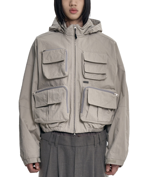 Cargo Nylon Short Jacket [LIGHT GREY]
