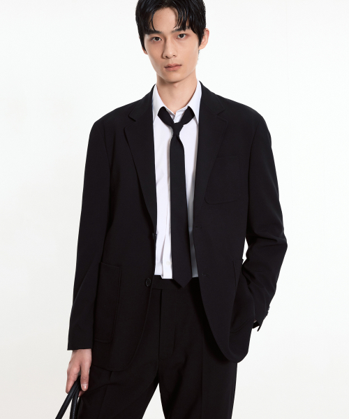 Wool Blended Comfort Jacket (Black) TNJA5F100BK