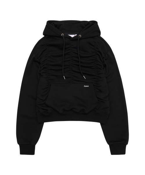 SHIRRING HOODIE BLACK