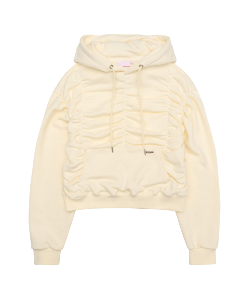 SHIRRING HOODIE CREAM