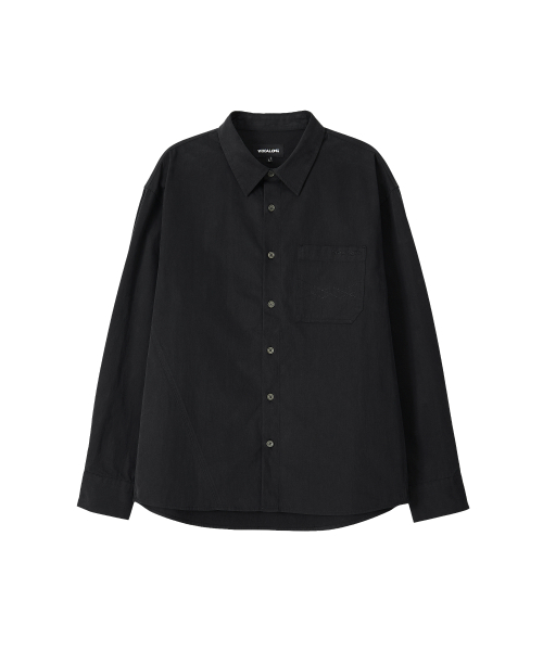 Diagonal Muted Garment-Washed Shirt - BLACK