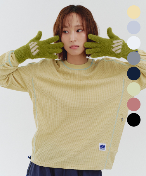 [8COLORS] 라인드 와플 롱슬리브