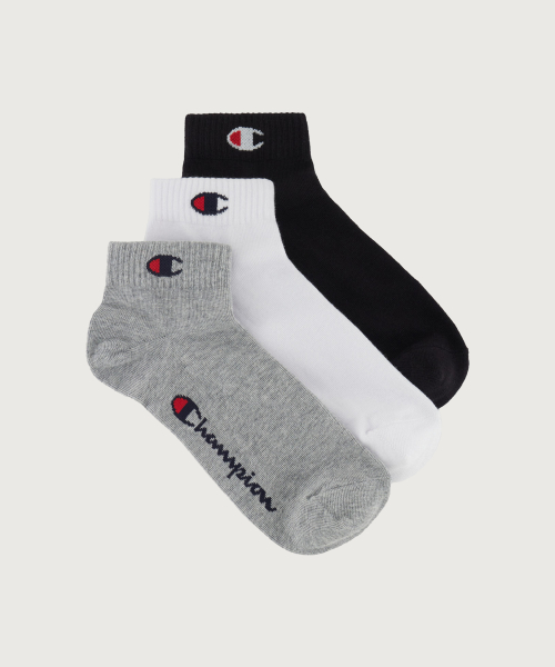 C로고 쿼터랭스 삭스 3PACK Grey White Black