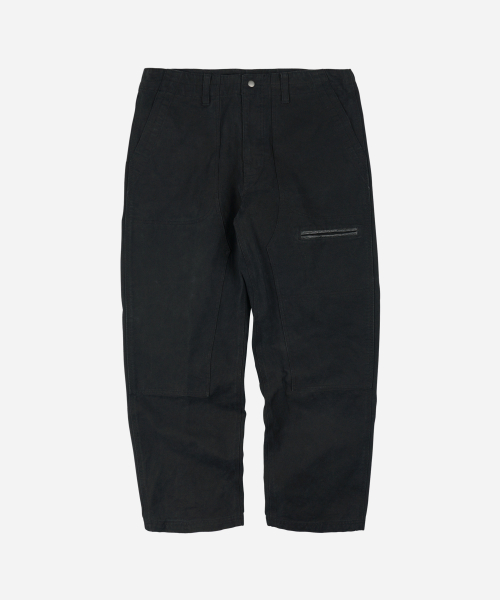 HEAVY CANVAS DESTROYED DOUBLE KNEE PANTS _ BLACK