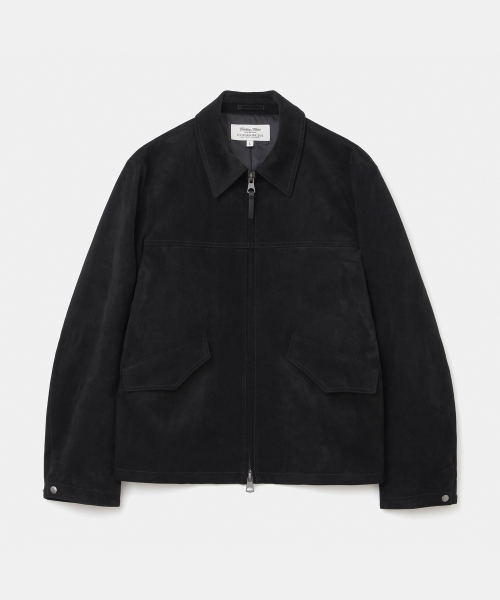 faux suede zip-up jacket black