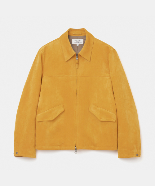 faux suede zip-up jacket yellow