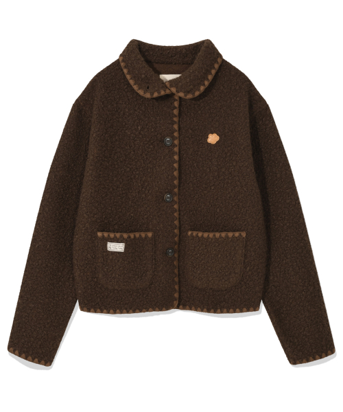 Женская куртка со швами из цигейки Brown