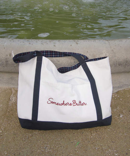 Check letter reversible bag - ivory(тёмно-синий)