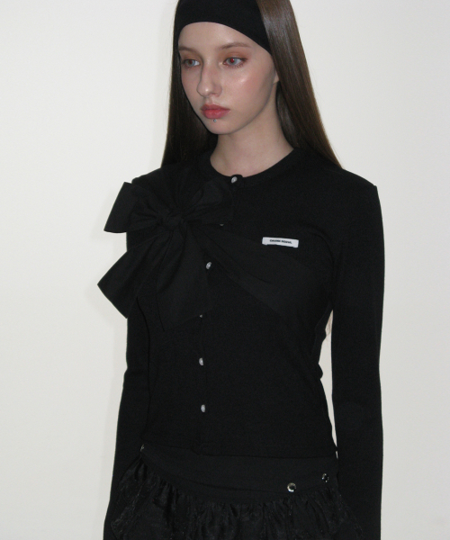 Трикотажный кардиган с бантом Black