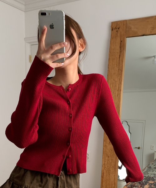 Ribbed пуговица кардиган / whckg2441f