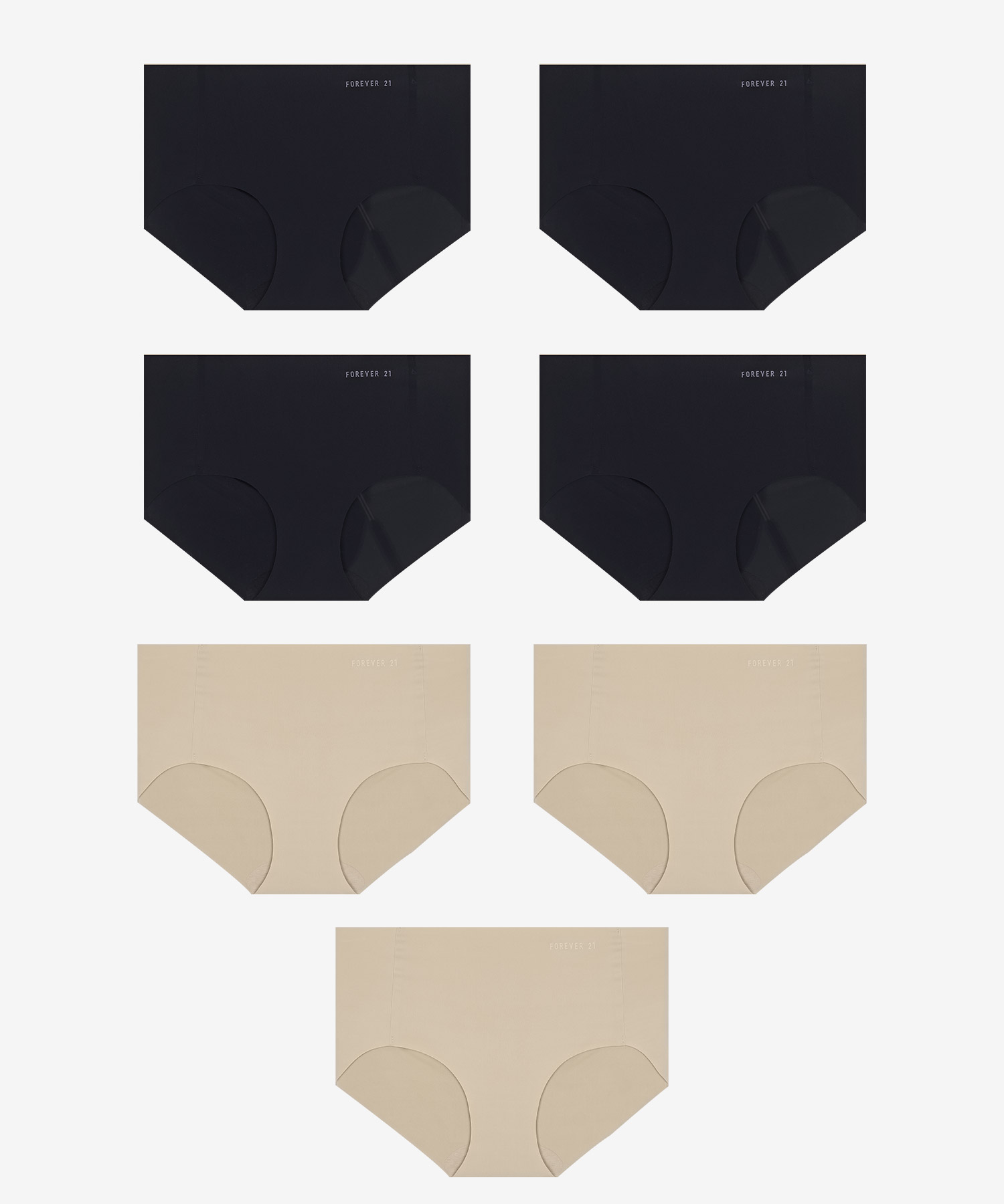 [7PACK] Женские базовые бесшовные трусики Black+Beige