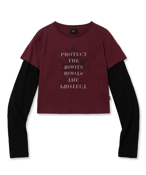 W roots slim layered longsleeve - burgundy