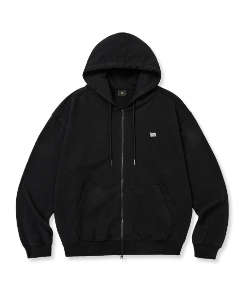 [25fall] tag капюшон zip up - чёрный