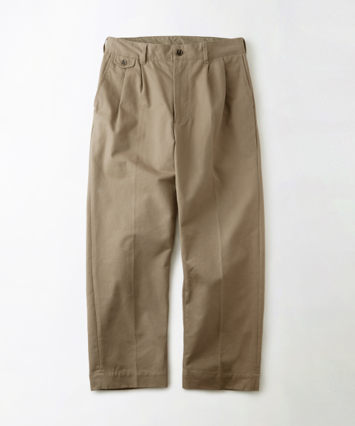 High density хлопок double pleated pants_beige