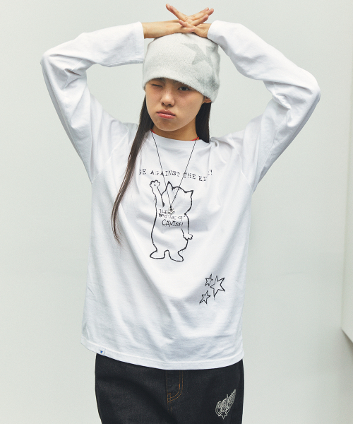 GRAFFITI CAT LS TEE WHITE(CV2FFFT552A)