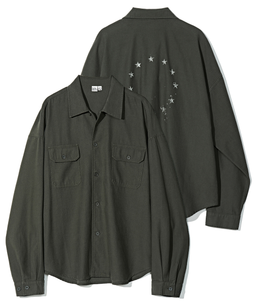 Милитари рубашка-куртка из сатина Khaki