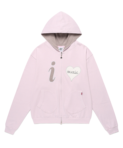 I LOVE MUSIC ZIP UP HOODIE PINK(CV2FFUM481A)