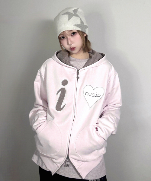 [라라진 pick] I LOVE MUSIC ZIP UP HOODIE PINK(CV2FFUM481A)