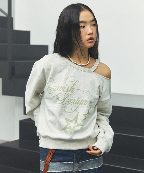 W OFF SHOULDER NECKLACE SWEATSHIRT YELLOW(CV2FFFM440A)
